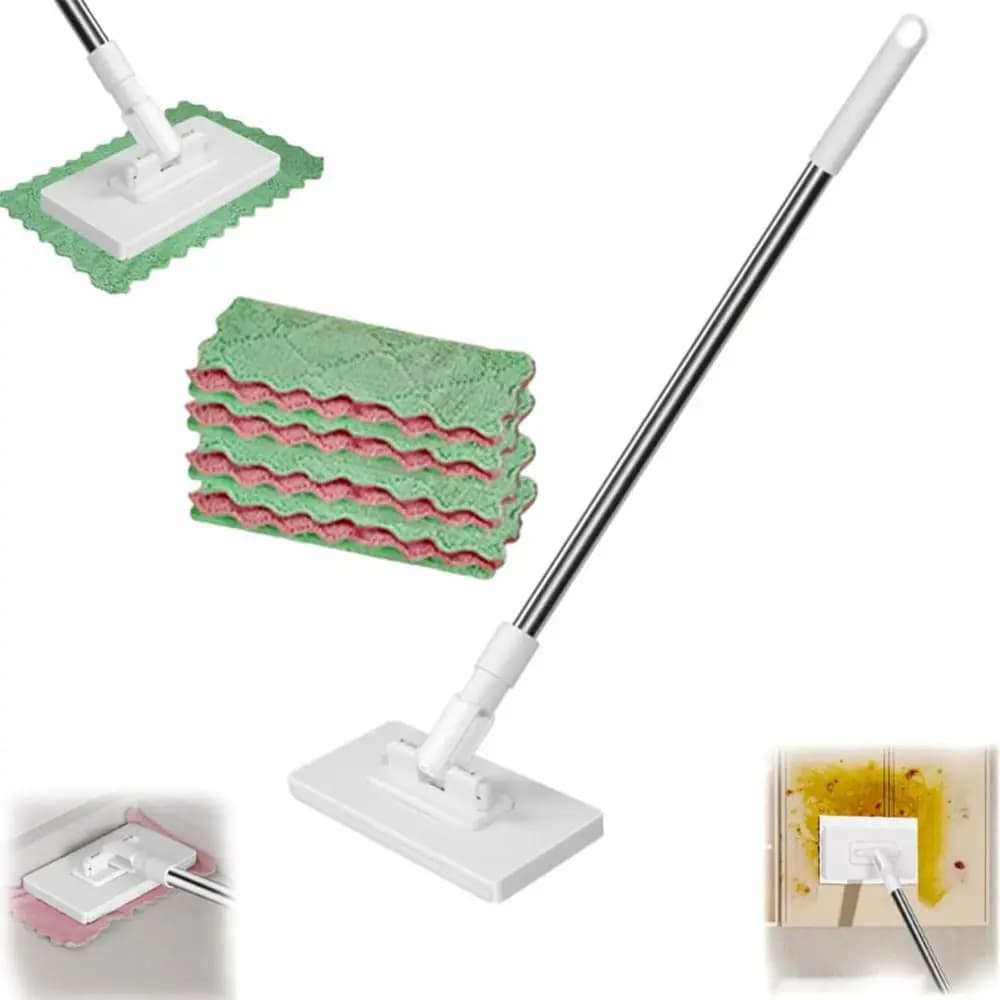 New with 3 Reusable Cloths Hands-free Mop 360° Rotating Head Clamping Automatic Mop Clip No-wash Mops Floor Cleaning