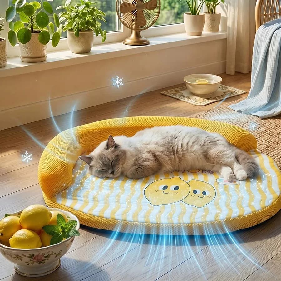A 1Piece Pet Cooling Sofa Bed For Spring Summer, Breathable Removable Washable Bed Mat For Small Medium Dogs And Cats Rest