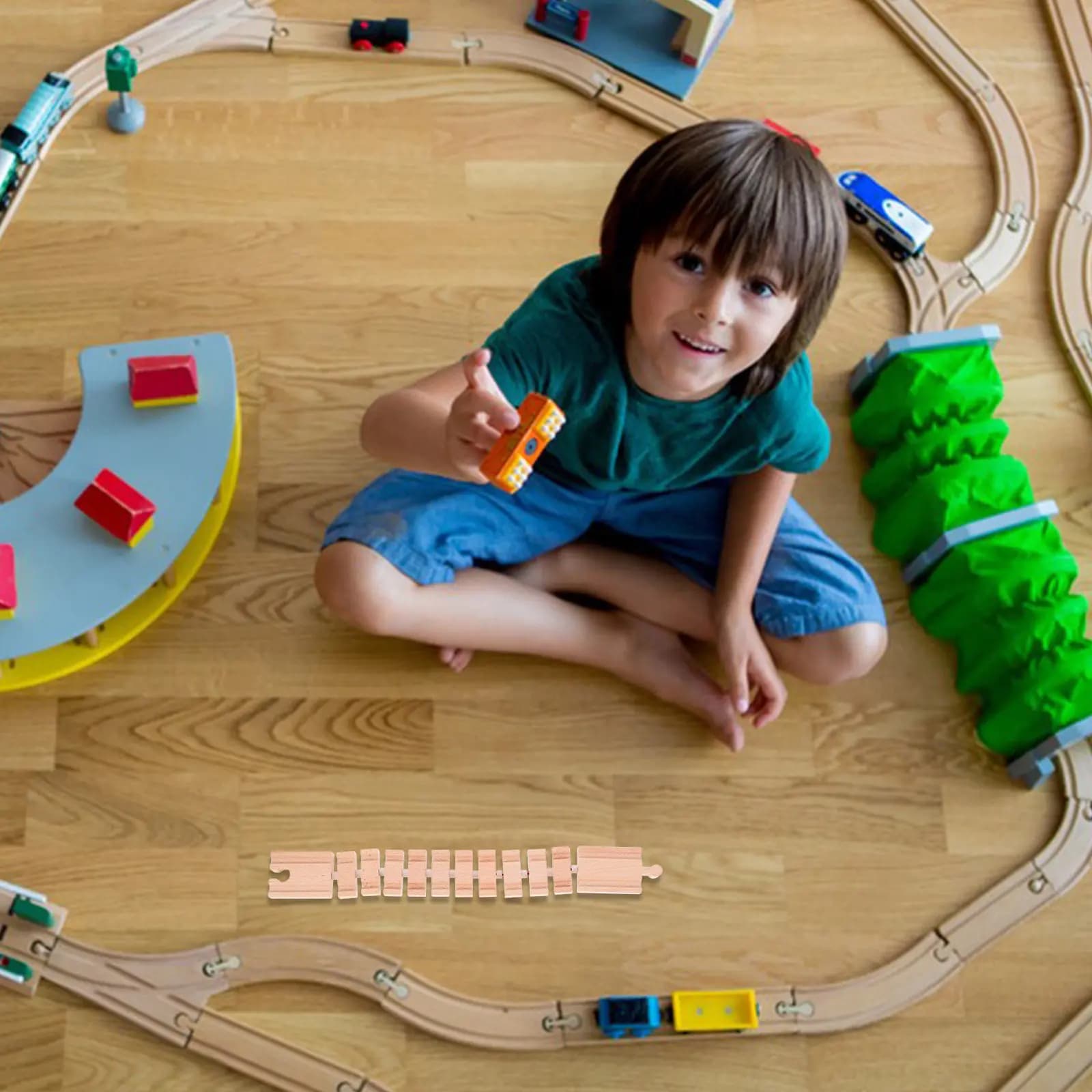 Set di Espansione Classico per Pista Ferroviaria in Legno Fai-da-Te, Giocattolo Educativo per Bambini, Accessori Creativi per Assemblaggio