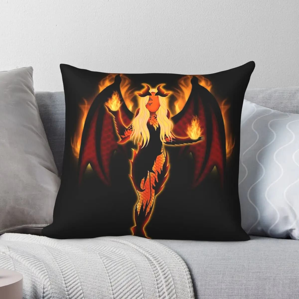 Phoenix The Dragon Power Fire Pillowcase Polyester Linen Velvet Creative Zip Decor Throw Pillow Case Sofa Cushion Cover