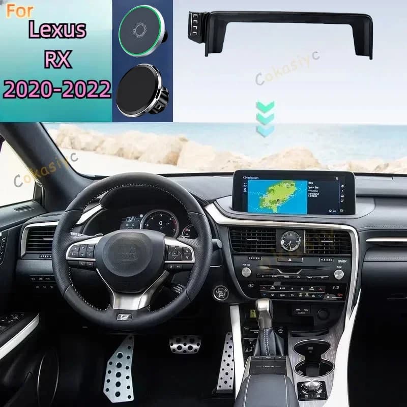 For Lexus RX 2020 2021 2022 AL20 Car Phone Holder 12.3-Inch Screen Fixed Base Magnetic Wireless Charging Stand MagSafe Supports