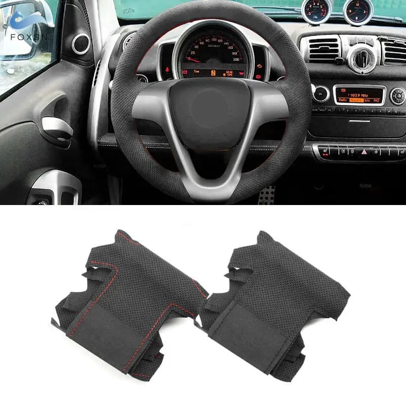 For Mercedes Bnez Smart Fortwo 2009 2011 2012 2013 Smart Forjeremy 2013 Car steering wheel Suede cover Trim
