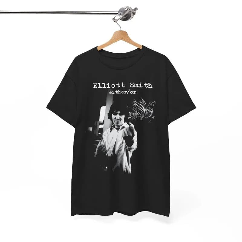 Elliott Smith Either/Or Unisex Tee, Indie Rock Shirt Summer Men's and Women's Loose and Breathable Cotton T-shirt Top