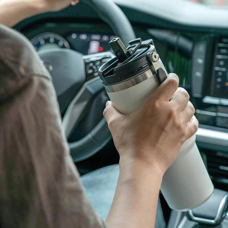 Tyeso Tazza da caffè Bottiglia thermos in acciaio inossidabile Isolamento a doppio strato Tazza da viaggio fredda e calda Boccetta per vuoto Bottiglia d'acqua per auto