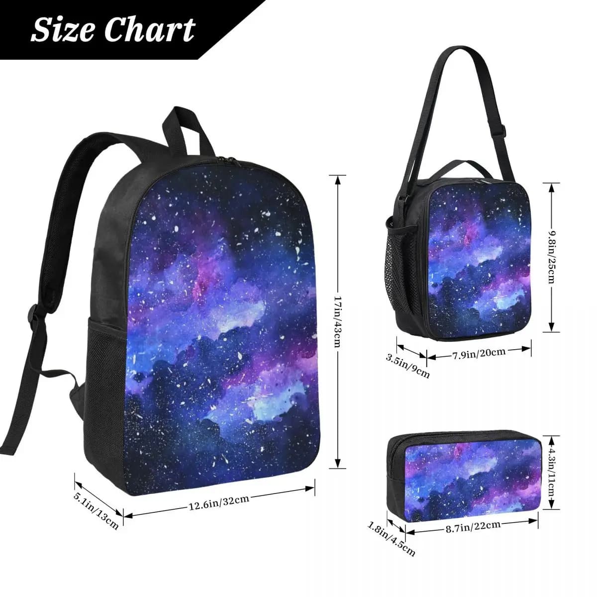 Galaxy Backpack Student Boys Girls BookBag School Bag Laptop Shoulder Bags 3ps Insulated Lunch Bag Pencil Case
