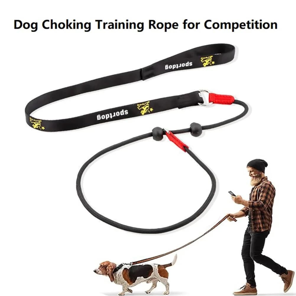 Guinzaglio per corda per soffocamento per cani da addestramento Collare di piombo 2 in 1 Guinzaglio di controllo del piombo antiscivolo a catena a forma di P da 150 cm per cani da competizione di piccole e grandi dimensioni