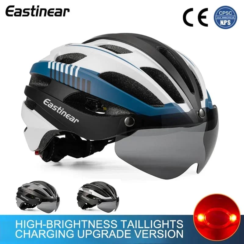 Adult Bike Helmet with Magnetic Glasses Rechargeable Backlight Safety Equipment integrated in one piece for cycling on the road for men and women