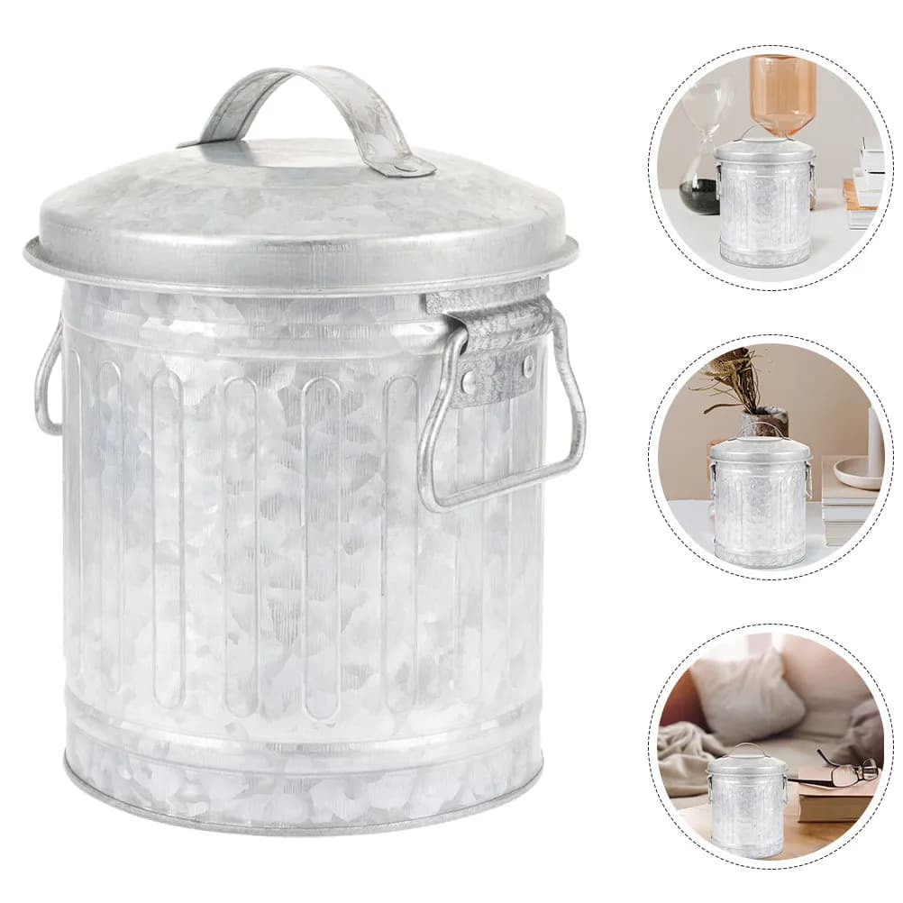 Set di 2 Portapenne e Cestini per Rifiuti da Scrivania, Design Creativo a Forma di Secchio, Cestino Decorativo per Ufficio e Casa