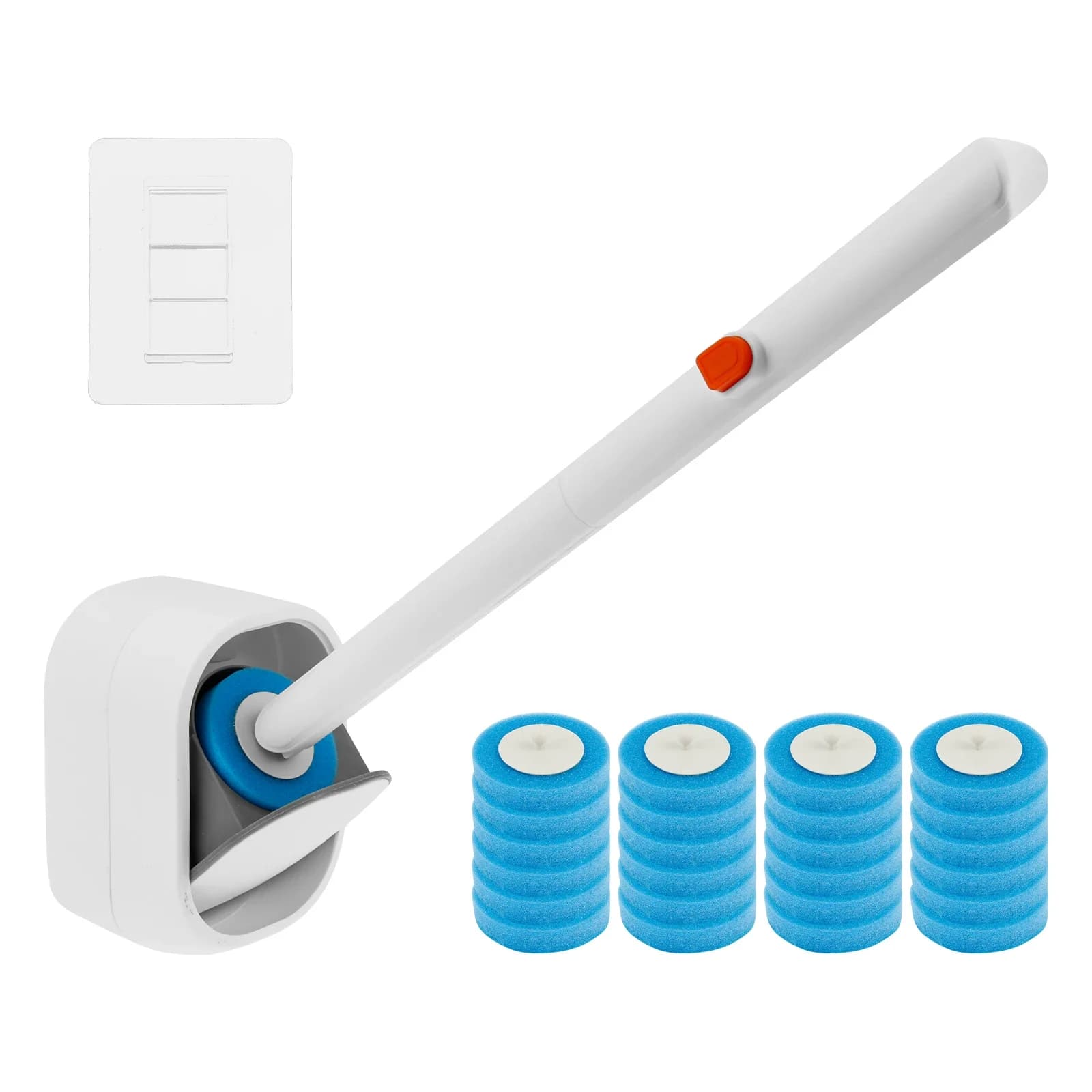 24Pcs Toilet Brush With Disposable Replacement Head Kits Long Handle Bathroom Cleaning Brush Wall Mounted WC Accessories Tool