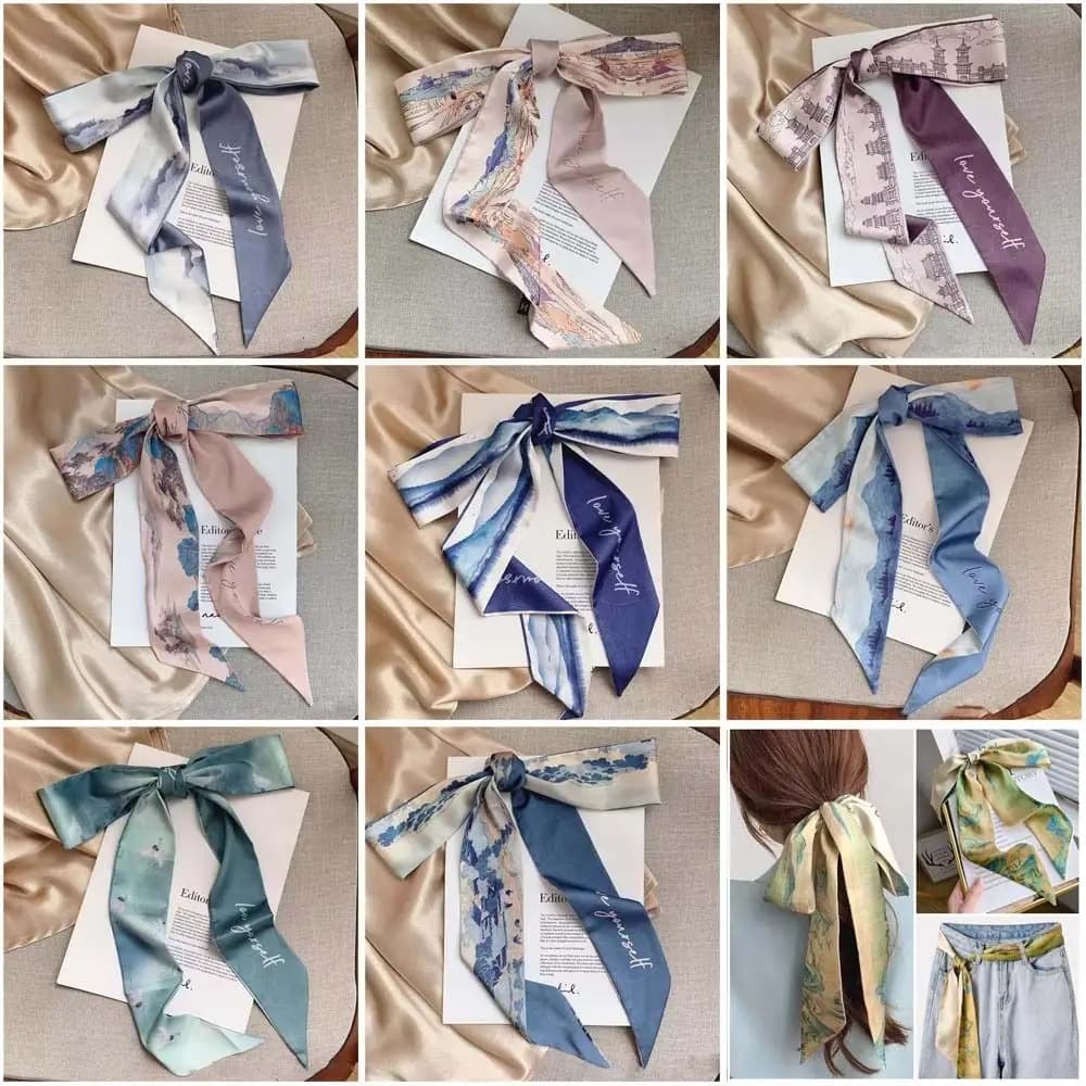 Fascia floreale moda stile cinese pittura a olio capelli nastro sciarpa foulard nastro