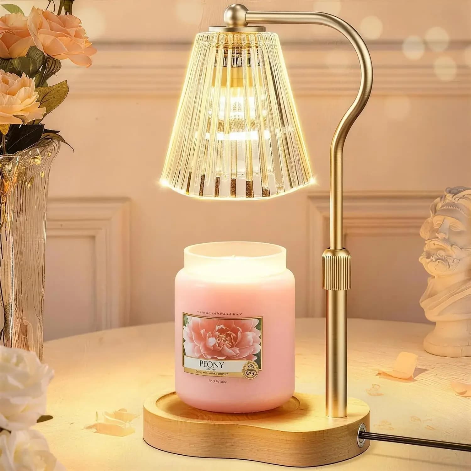 Lampada Scaldacandele Senza Fiamma con Timer e Luce Dimmerabile, Altezza Regolabile per Arredamento Casa e Regali
