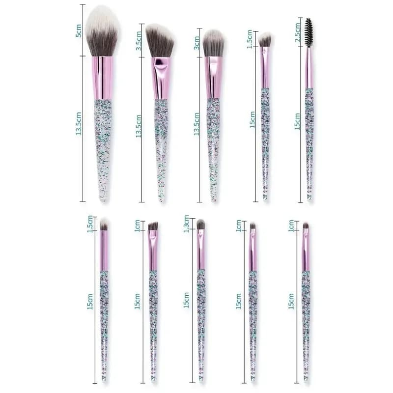 Professional Makeup Diamond Crystal Brush Set Acrylic Handle Foundation Blush Brush Powder Mixed Eye Shadow Tool Kit Makeup Tool