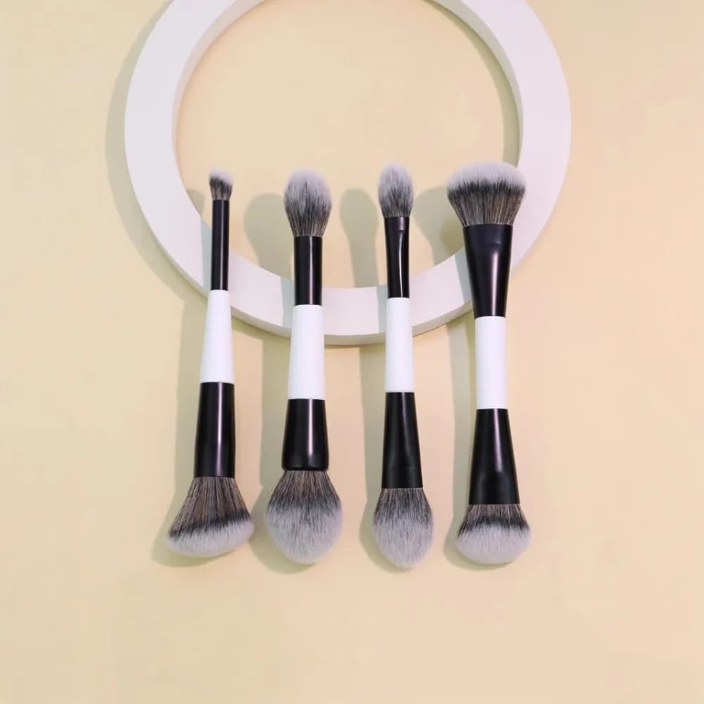 Pennello Doppia Punta F4 per Contorno Viso, Alta Copertura, Pennello Cosmetico Multifunzione per Ombretto, Correttore, Cipria e Blush