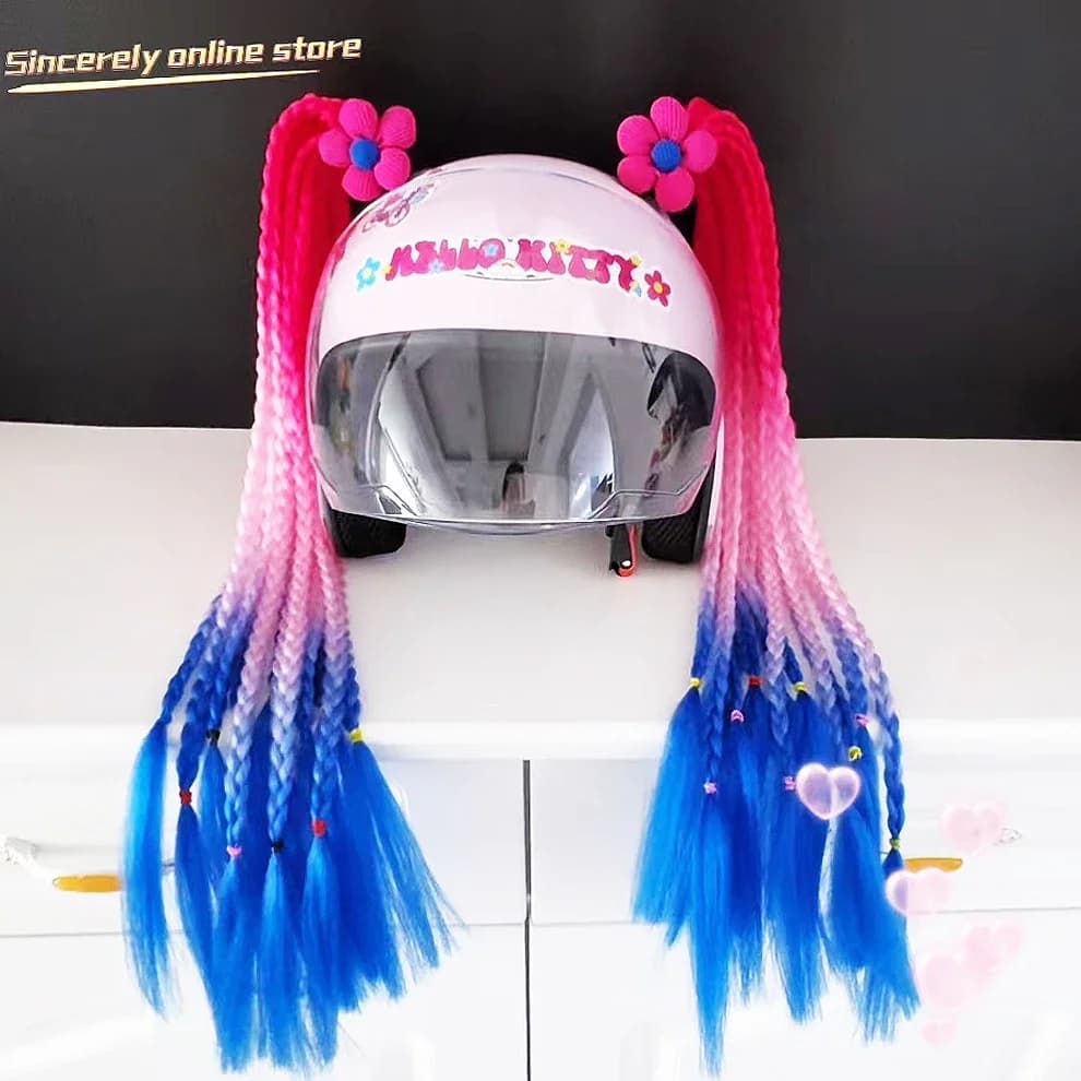 2 pezzi trecce per casco moto parrucche donna 164 colori trecce per moto ciclismo caschi da sci Decor Twist doppia coda di cavallo coda di cavallo