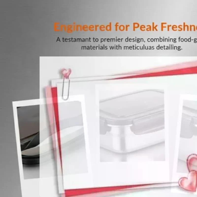 Contenitore per Alimenti in Acciaio Inox, Scatola Ermetica con Coperchio, Contenitore per Pranzo, Preparazione Pasti, Conservazione in Frigorifero, Set da Cucina, Ciotola Quadrata