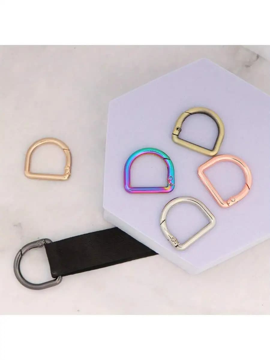 5pcs D-Ring Spring Snap Clips For Belts Backpacks Handbags Wallets Keychains