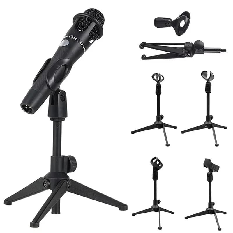 Universal Adjustable Microphone Stand Lifting And Weighting Base Portable Shockproof Tripod For Live Streaming Recording Karaoke