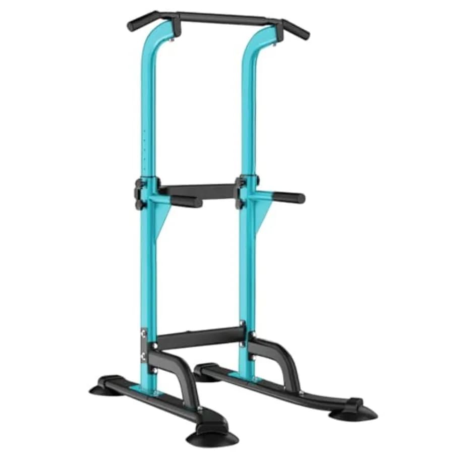 Adjustable Multifunction Tower with Traction Bar and Dip Station, Self-supporting Fitness Training Machine