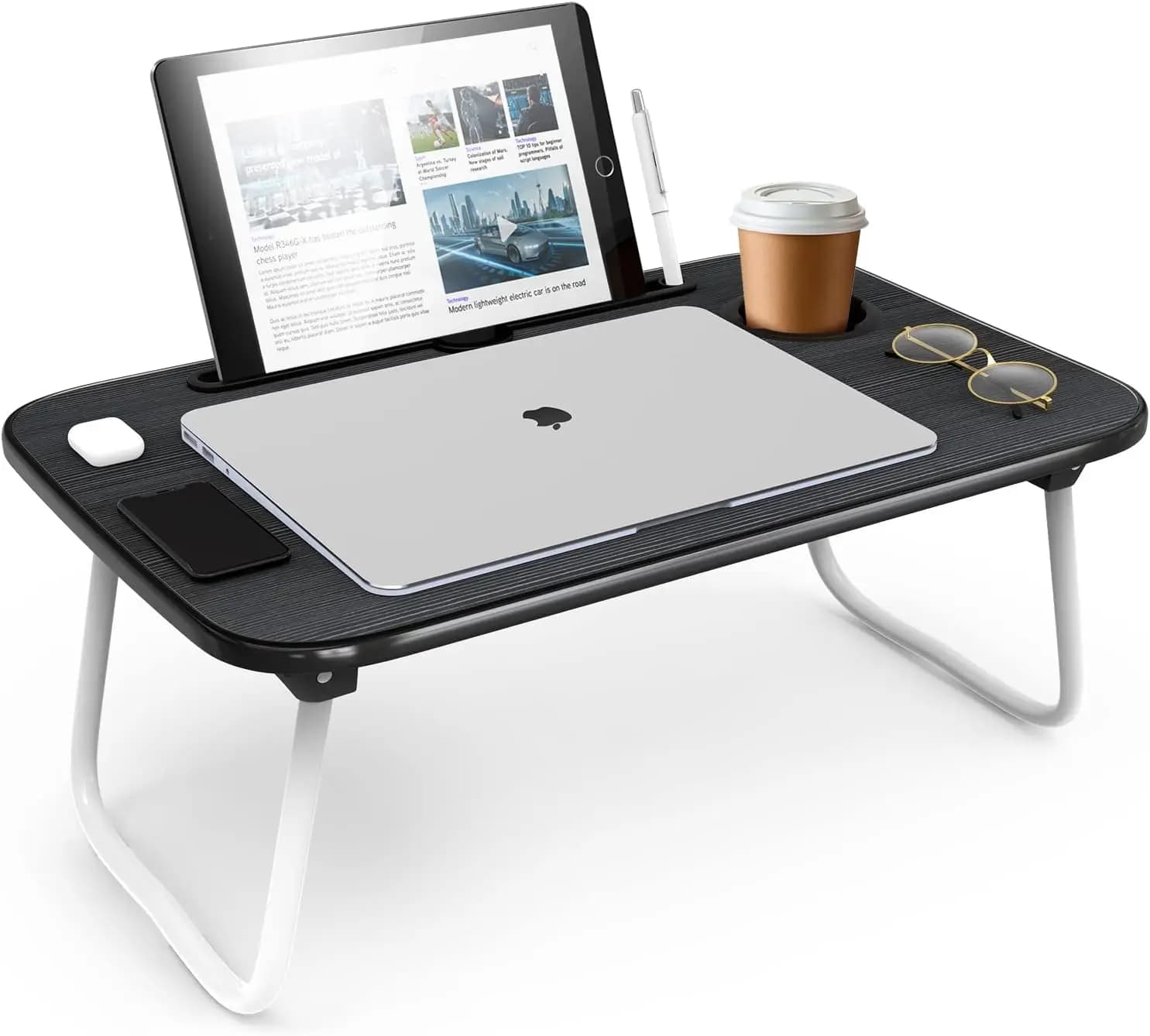 Tavolino Pieghevole per Laptop, Scrivania Portatile per Divano e Pavimento - Formato Piccolo