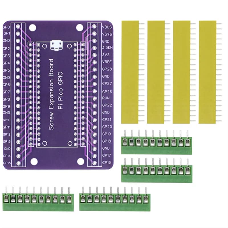 QWE-1Set per scheda di espansione GPIO Raspberry Pi PICO con pin maschio e femmina integrati, colore viola (non saldati)