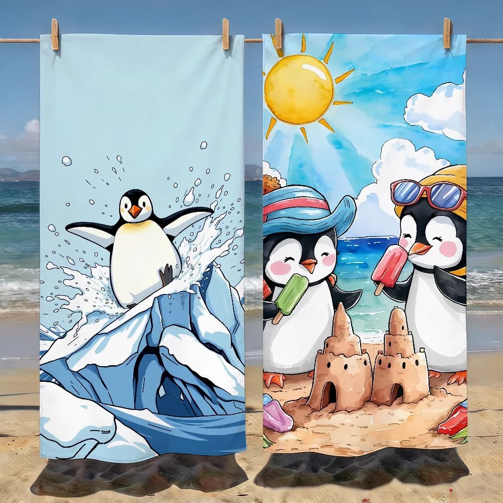 Cartoon Cute Penguin Towel Soft Pool Gift For Travel Gym Shower Camping Quick Dry Sports Beach Towels