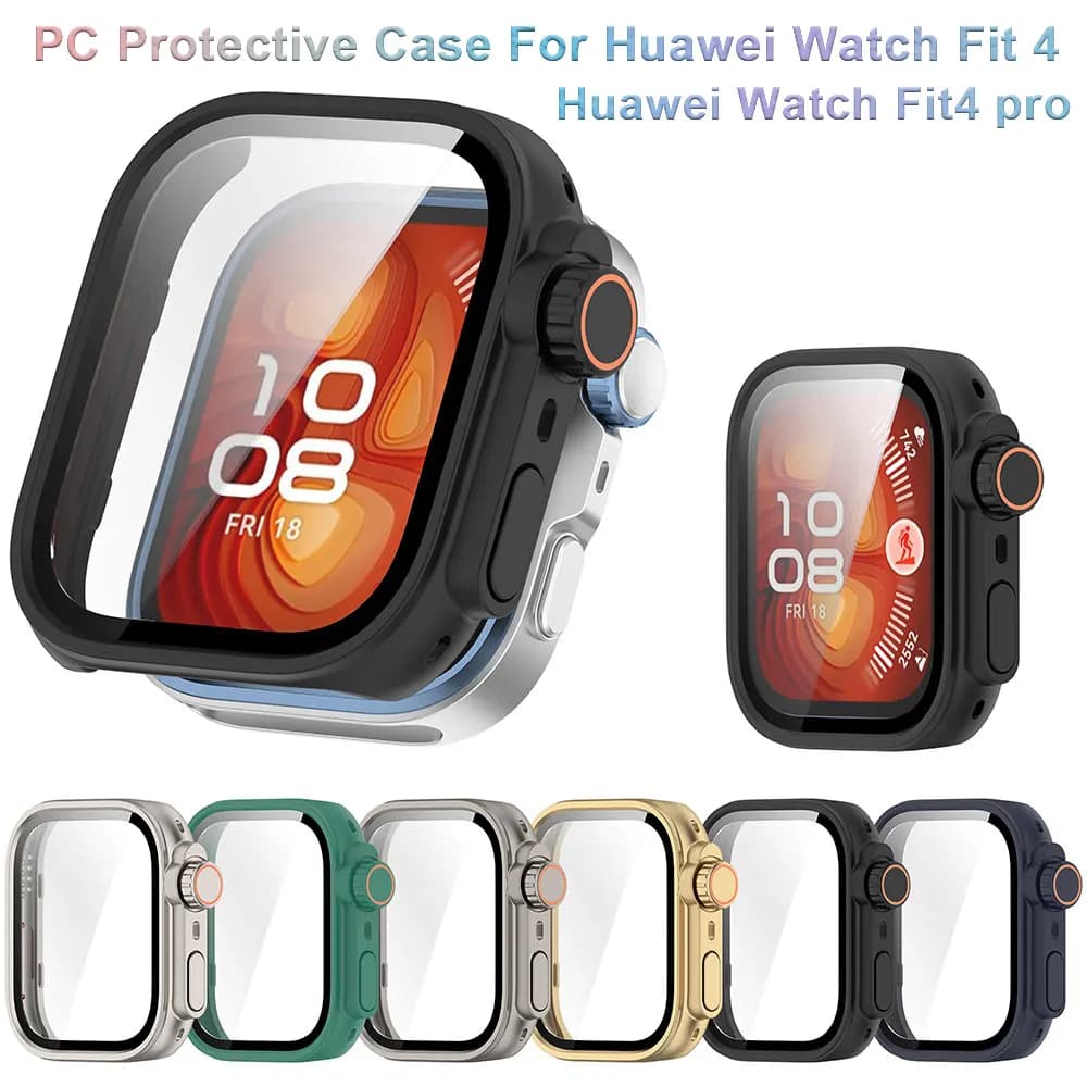 PC Protective Case For Huawei Watch Fit 4 / Fit4 pro Anti-Drop Hard Bumper Shell Smartwatch Cover Full Screen Glass Protector