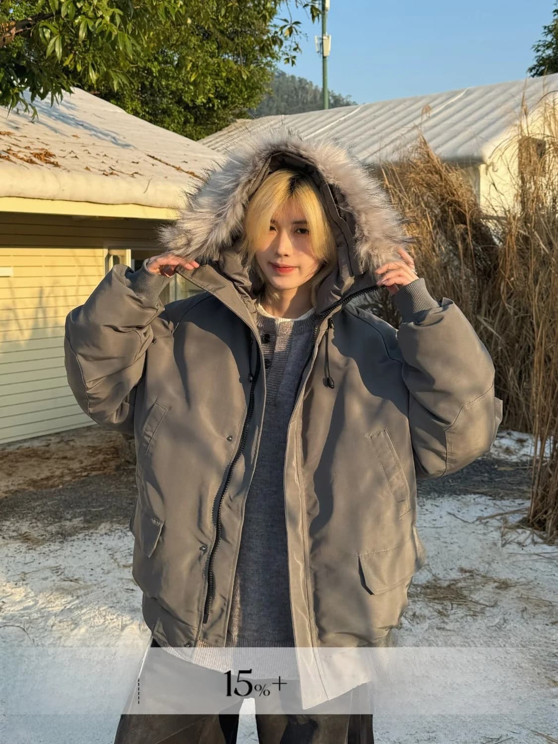 Parka Oversize Ja1 Imbottito con Collo in Pelliccia, Giacca Unisex Calda in Cotone, Stile Streetwear, Maniche Lunghe, Chiusura con Cerniera, con Cappuccio