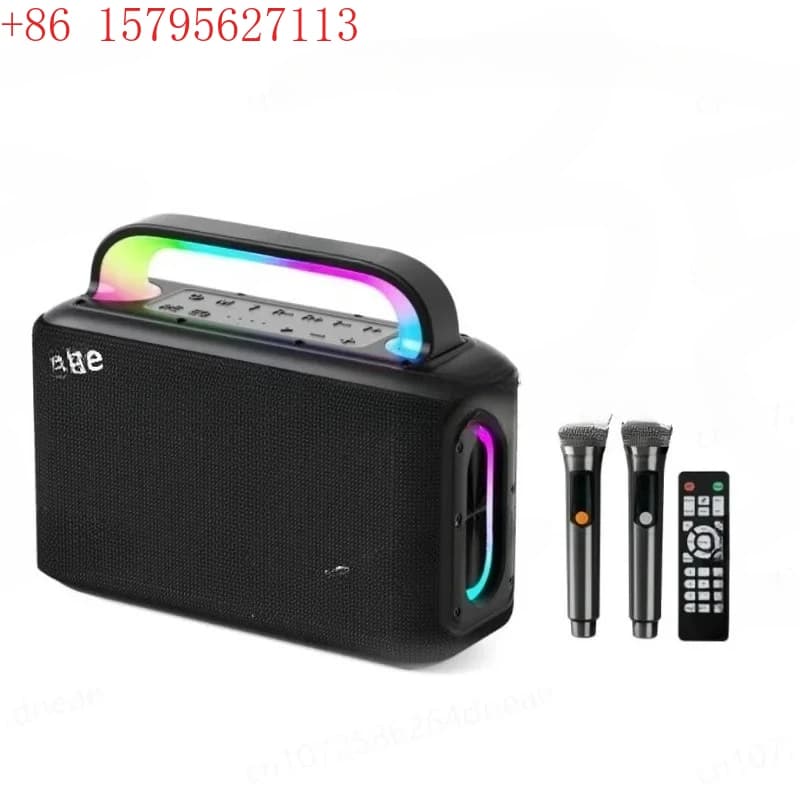 X13 2025 Nuova macchina per karaoke da 200 W Altoparlante wireless portatile 2 microfoni wireless Altoparlante per karaoke Aux RGB LED da 6,5 m Bassi