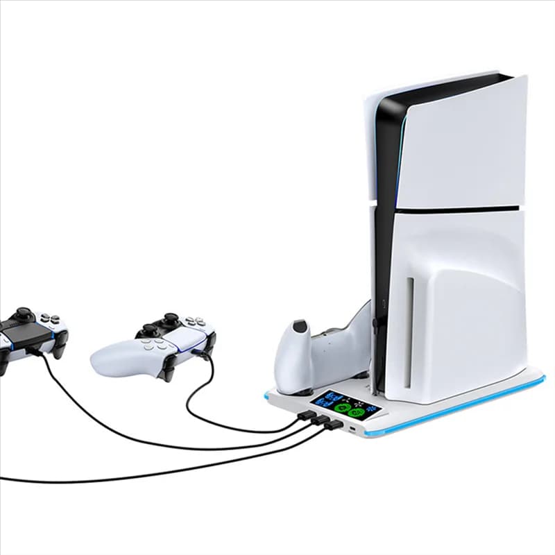 B68C Supporto di raffreddamento per giochi per Sony PS5 Slim Pro Supporto per console Supporto base Ventola di raffreddamento Accessori da gioco RGB