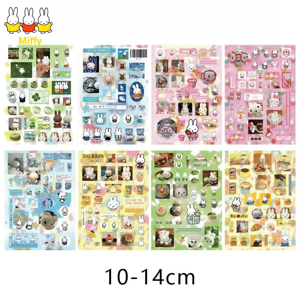 Adesivi Kawaii Miffy, Simpatici Adesivi Cartoon Miffy, Adesivi Ritagliati Miffy, Materiale per Quaderni con Animazione Cartoon Miffy, Adesivi Impermeabili per Arte