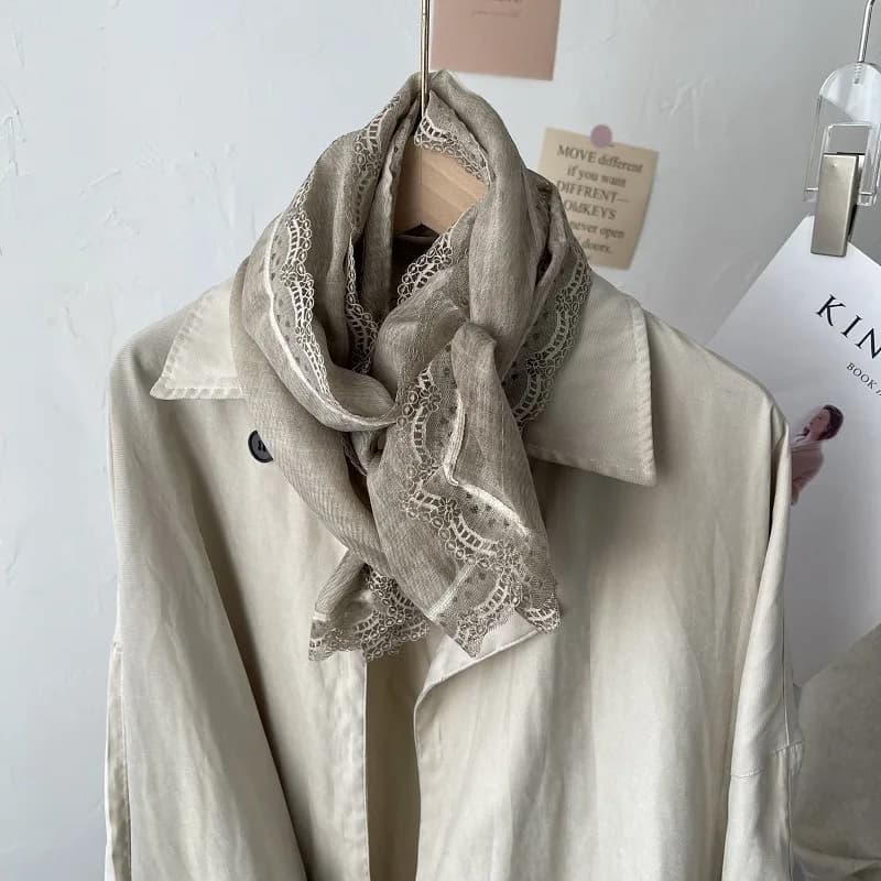 Sciarpa di lino in cotone di pizzo di lino Scialle invernale da donna Doppio scopo Primavera Autunno Stile estero Moda Seta Tinta unita Filato