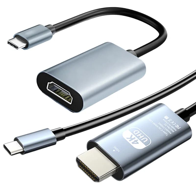 HDMI compatible display adapter cable from USB C to 4K to 30 Hz with aluminium shell compatible with laptop Thunderbolt5/4/3 i/phone16/15