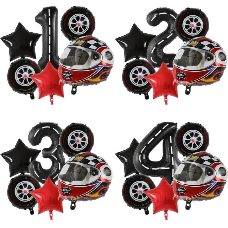 6 pcs helmet motor balloon wheel tire balloons racing balloons birthday decorations guys racing bike racing bike hot wheel supplies for parties