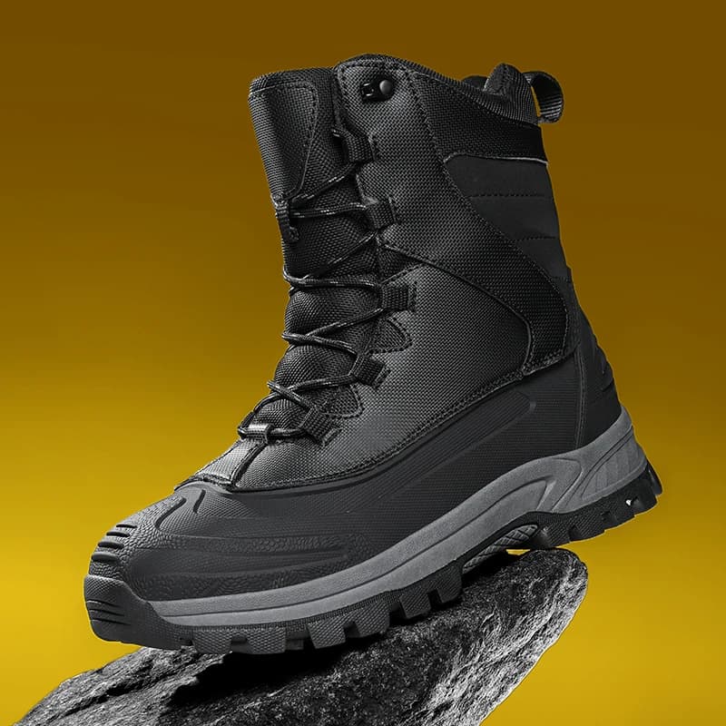 Stivali da neve alti invernali da uomo con fodera in pile Scarpe da trekking calde antiscivolo impermeabili ispessite Scarpe in cotone resistenti al freddo