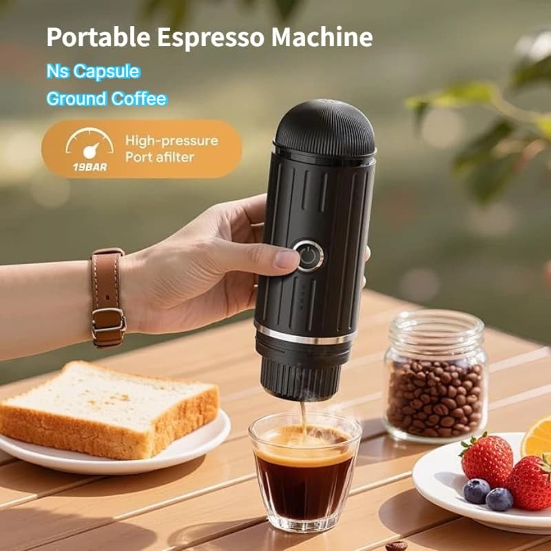 Mini Electric Portable Espresso Coffee Machine Travel Coffee Maker Compatible with Nes Capsules And Coffee Powder