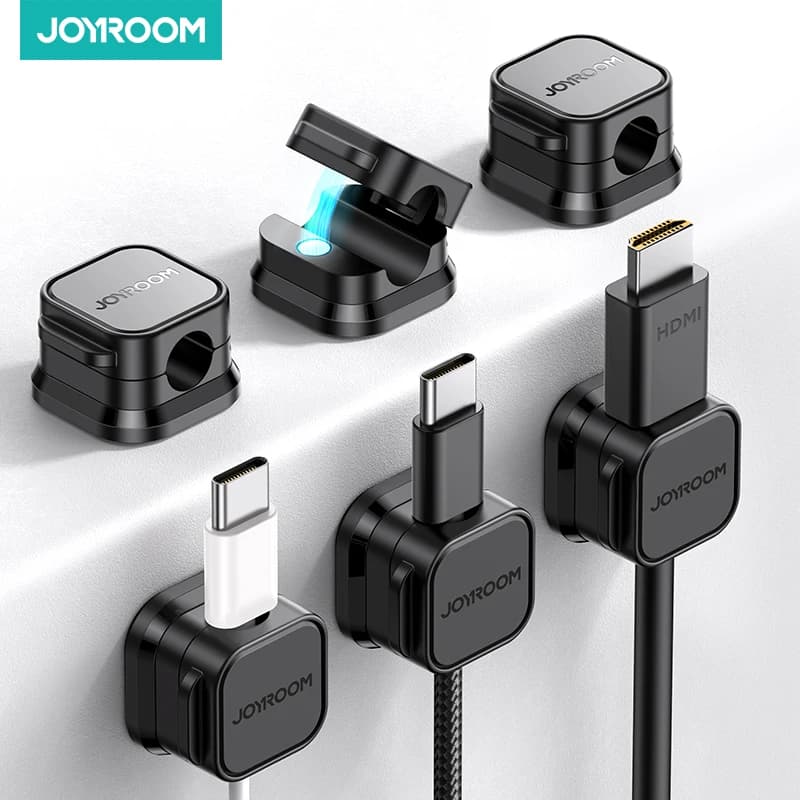 Clip magnetici Joyroom per cavi, supporto regolabile per cavi sotto la scrivania, organizer per la gestione dei cavi.