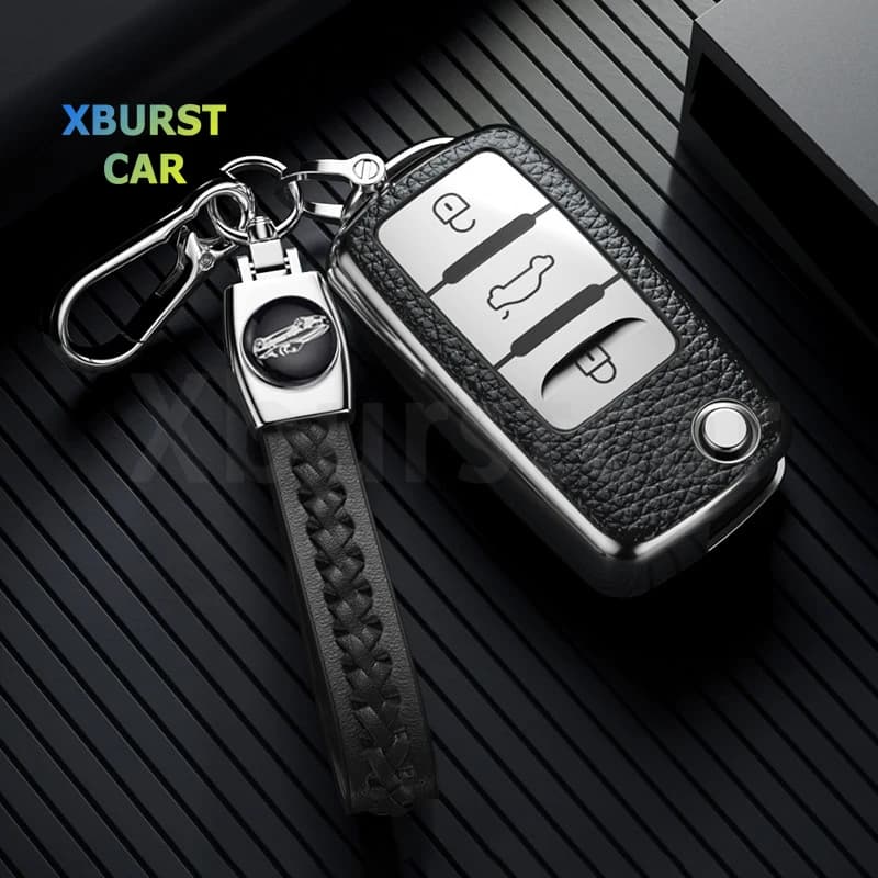 Custodia Protettiva in Pelle TPU a 3 Pulsanti per Chiave Auto con Telecomando per VW Volkswagen Polo Jetta Beetle Skoda Seat GOLF PASSAT Tiguan