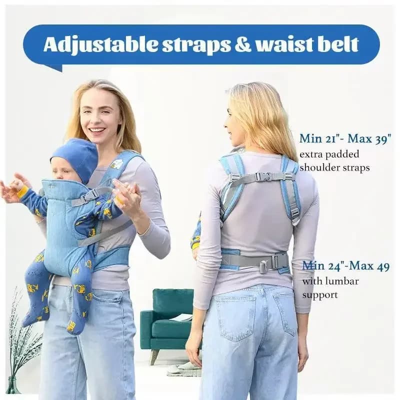 Marsupio Leggero per Neonati con Supporto Lombare, Doppia Spallina, Multifunzionale per Tutte le Stagioni, Comodo per Uso Frontale e Posteriore, per Esterni