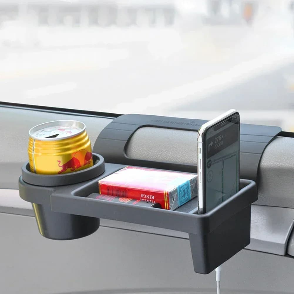 Organizer laterale per portiera dell'auto con portabicchieri e slot per telefono - Stoccaggio in plastica resistente per pannello finestra Accessori auto ideali per l'uso quotidiano