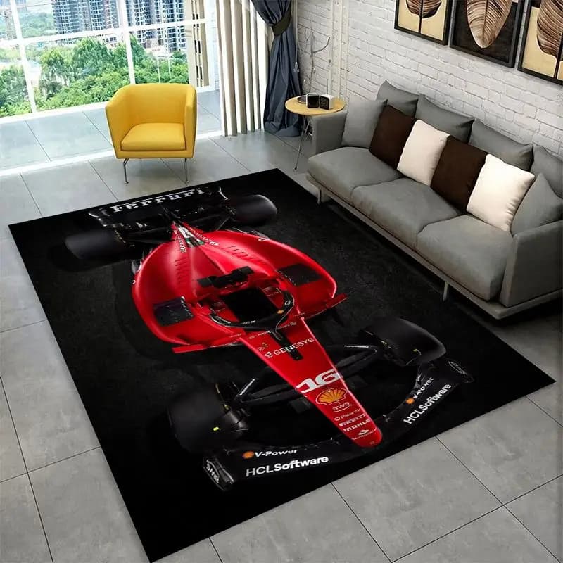 Retro F-Ferrarii Racing Car Moto Non-Slip Area Rug for Living Room,Bedroom,Playroom,Carpet Floor Mat Home Decor Rug Kids Room