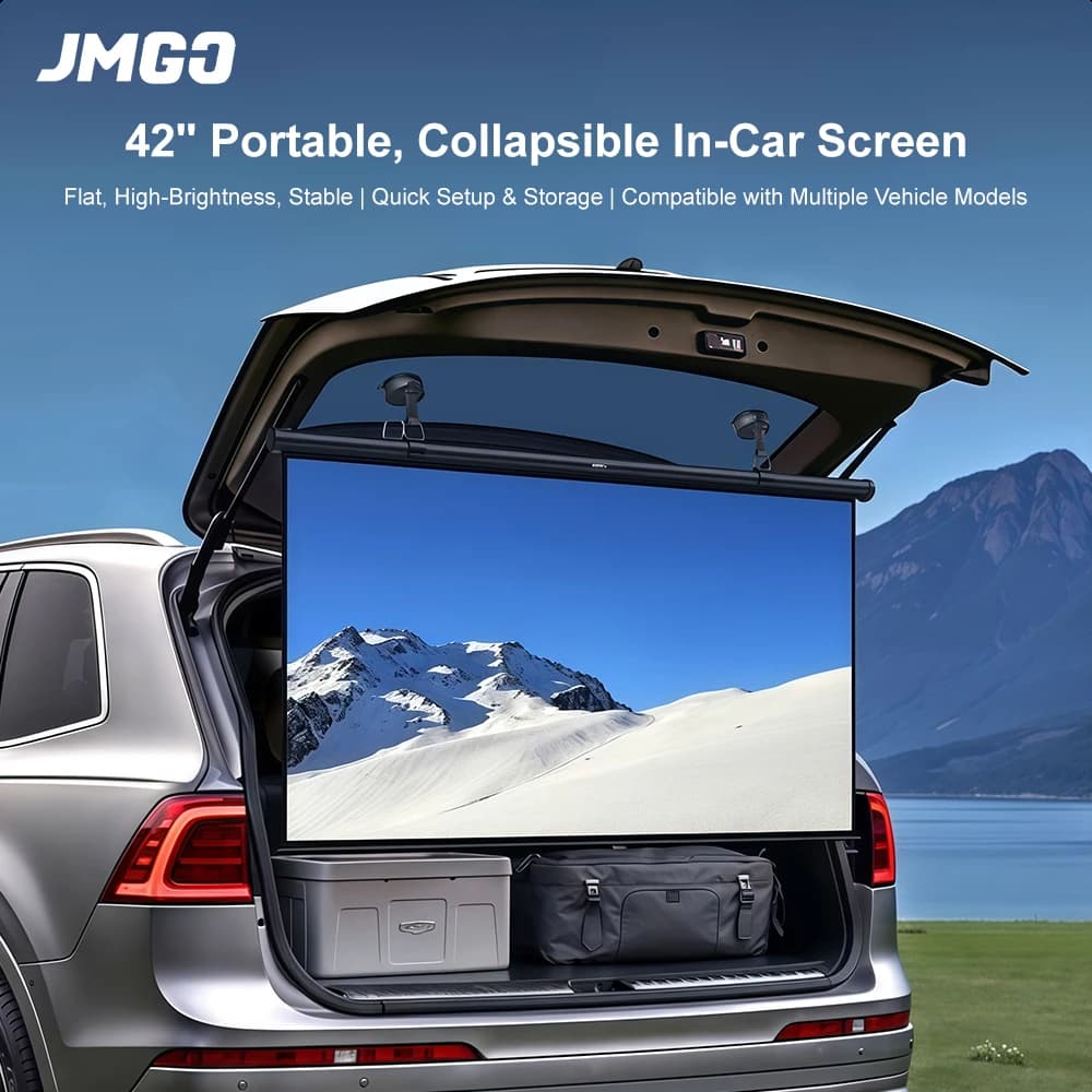 JMGO 42Inch In-Car Projection Screen Portable Easy-to-Assemble Anti-Glare Projector Screen Suitable for Multiple Vehicle Models