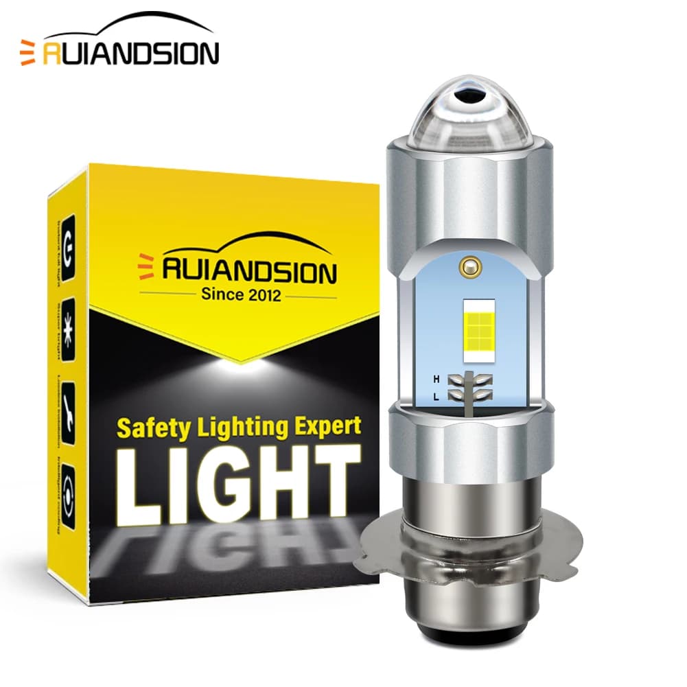 Ruiandsion P15D-25-3 H6M LED Lampadine per fari moto 3570 3Chip per fari moto Fendinebbia Bianco Giallo 1000Lm 12V 24V 48V