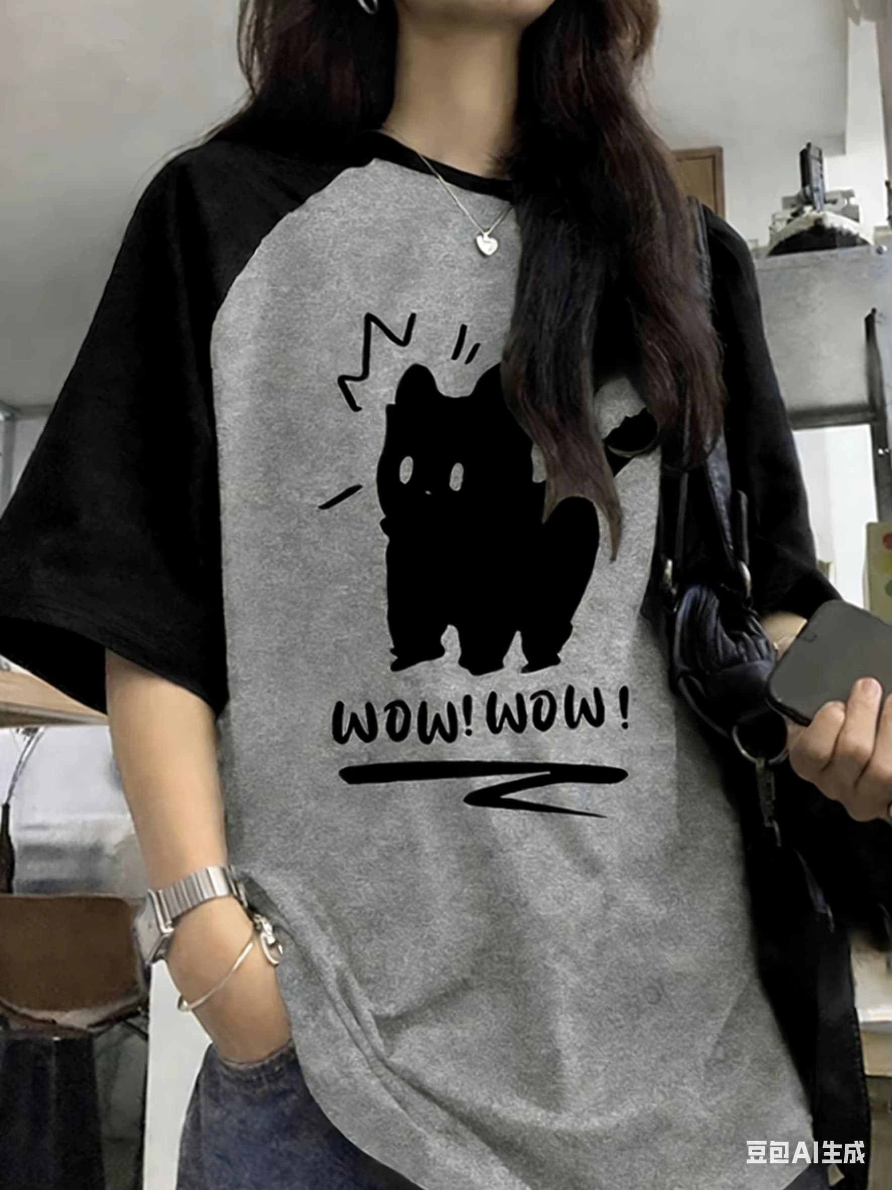 Funny Cat Printed Summer T-Shirt for Women Patchwork Short Sleeve Harajuku Tees Sports Football Jersey Y2K Loose Fashion Tops