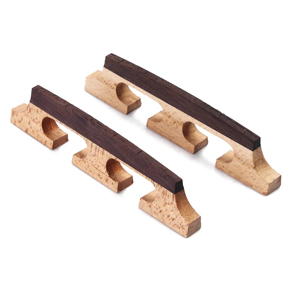 2Pcs Compensated Rosewood Banjo Bridge for 6 String Banjo Ukulele Guitar Maple Base Pre Cut String Notches