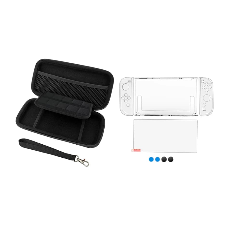 Custodia per gamepad 9 in 1 + cordino + custodia protettiva NS2 + custodia per impugnatura + tappo bilanciere + set di pellicole temperate per accessori Switch2