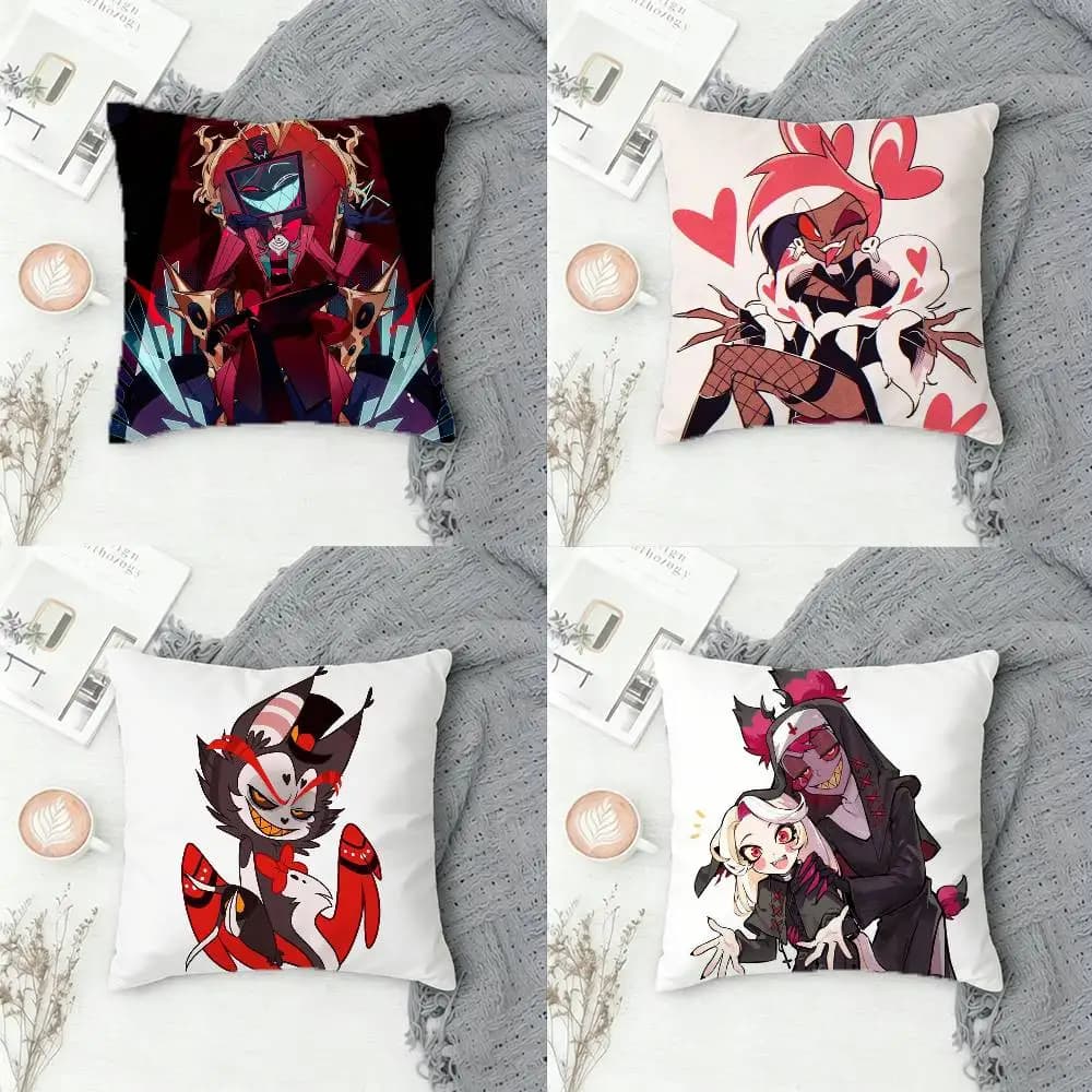 Hazbin Hotel HH Dark Comedy - Federa Decorativa Quadrata Stampata su Due Lati per Divano, Soggiorno e Arredamento Casa
