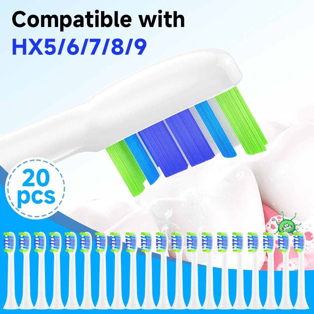 Replacement heads for toothbrush 4/8/12/20 pieces compatible with Philips Sonicare soft spare head