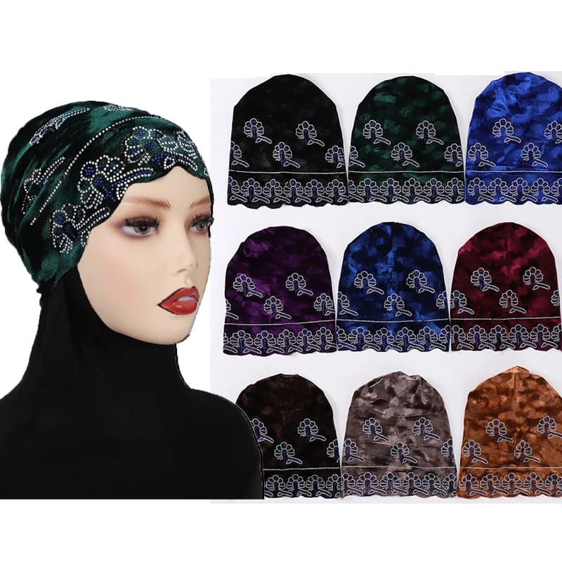 Diamanti Undercap Elastico Hijab Pianura Morbido Cofano Donne Musulmane Elastico Flanella Interno Hijab Turbante Islam Underscarf