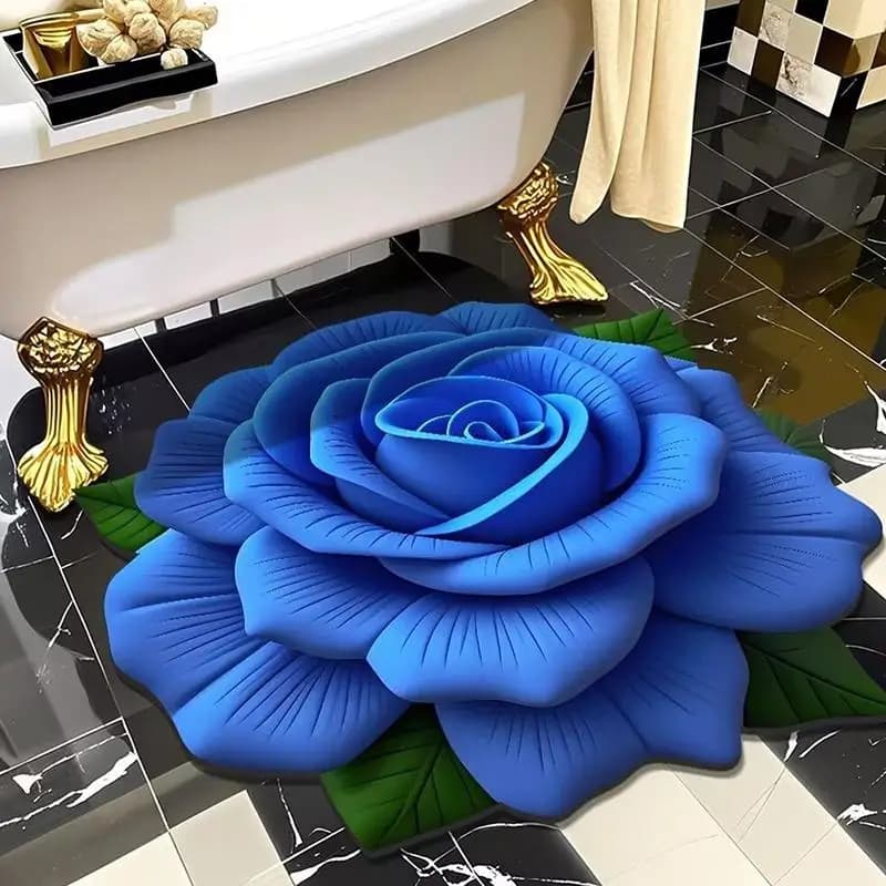 textureDurable 60x60cm Non-slip New Flower Carpet Special-shaped Soft Peony Floor Mat Absorbent Bathroom Floor Mat