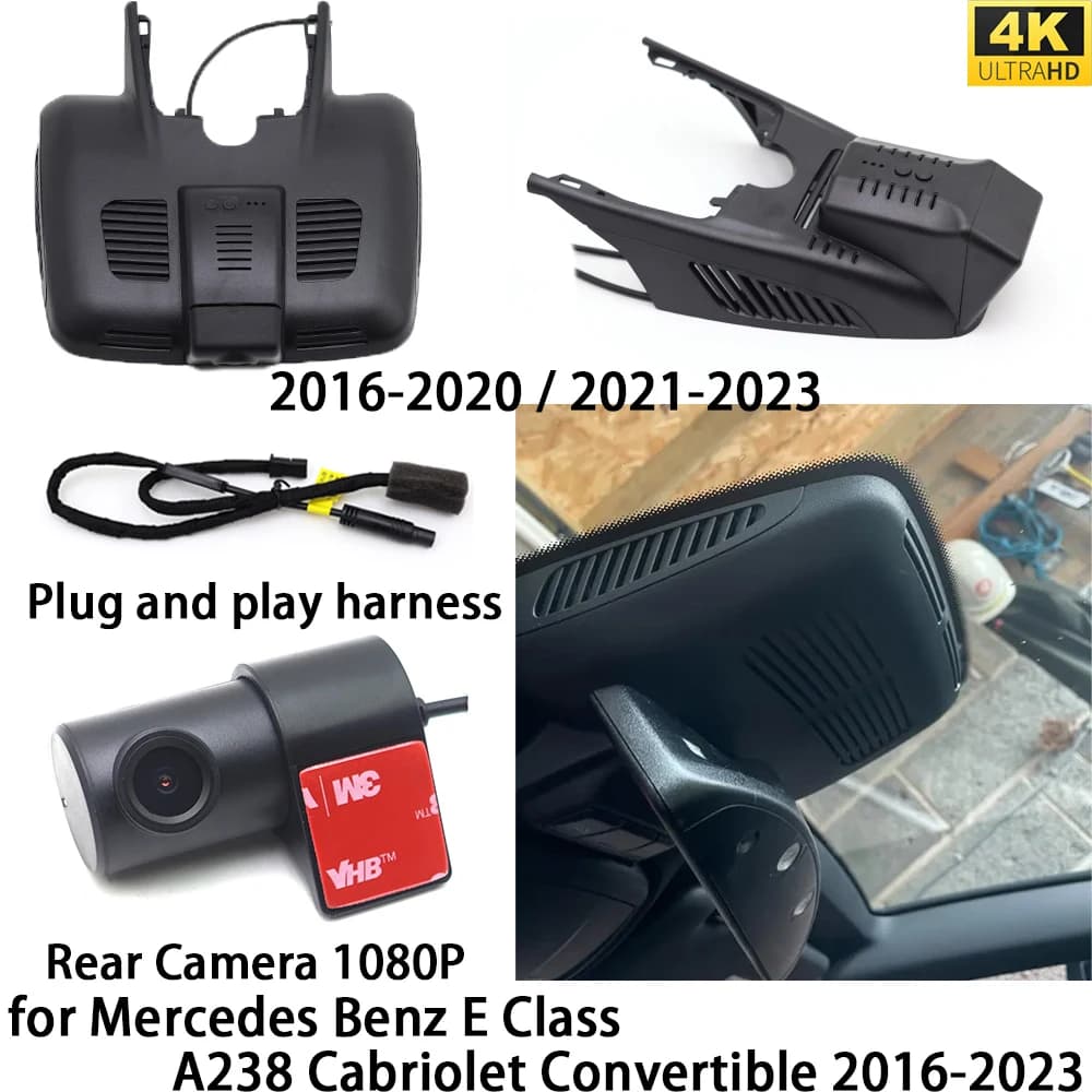 for Mercedes Benz E Class A238 Cabriolet Convertible 2016-2023 DVR Dash Cam OEM Front Rear Camera Video Recorder Recording